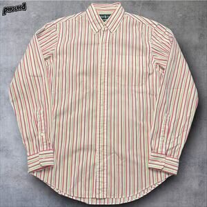 Ralph Lauren Shirt Mens Small Striped Button Down Custom Fit Preppy Dress Shirt